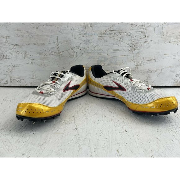 Brooks Nerve Track and Field Spikes Yellow with White Mesh Size 10.5 Spikes Incl - Picture 4 of 9